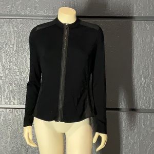 Black blazer with leather padding on shoulder
